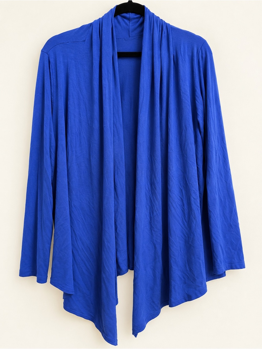 Ellen Tracy Royal Blue Waterfall Open Front Cardigan Size Large
